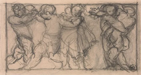 Alfred Stevens, Group of Cherubs (design for a frieze?)