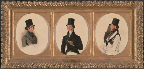 Richard Ansdell, Studies for the Portraits of Lord Eglinton, Lord Douglas and Lord Stradbroke in `The Waterloo Cup Coursing Meeting' (in the Walker Art Gallery), 1840