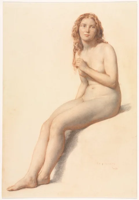 William Mulready, Female Nude, Seated, Three Quarter View from Front