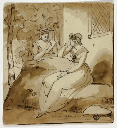 Richard Westall, Two Women Conversing Near House