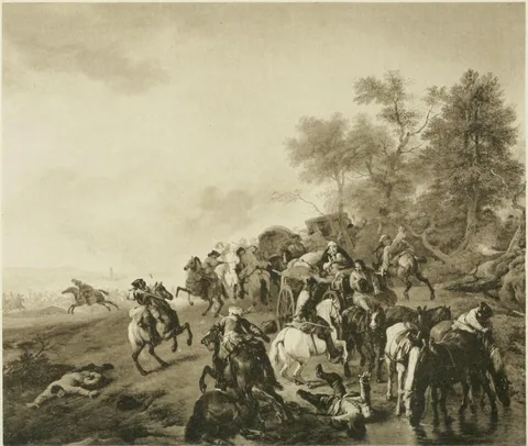 Jan van Huchtenburgh, Soldiers attacking peasants