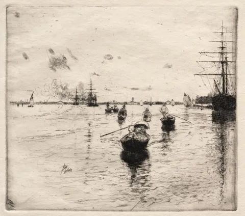 Robert Frederick Blum, Lagoon with Steamers and Gondolas
