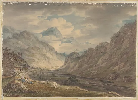 Edward Dayes, The Honister Pass from Gatesgarth Farm, Gatesgarthdale, Lake District