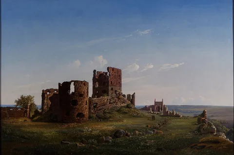 Ferdinand Richardt, View of the ruined castle of Hammershus