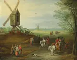 Balthasar Beschey, Landscape with mills and carts