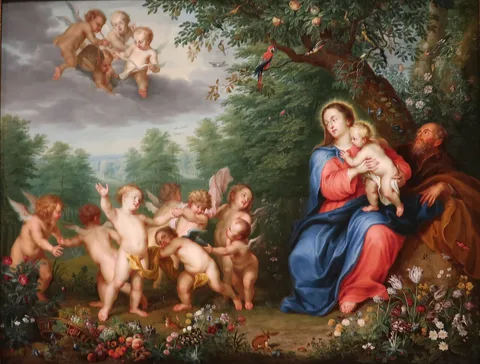 Balthasar Beschey, The Holy Family with the Infant St. John the Baptist