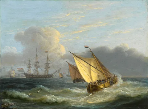 Thomas Luny, Dutch Coastal Scene with Shipping
