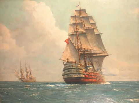 Michael Zeno Diemer, Men o' War passing on the open sea