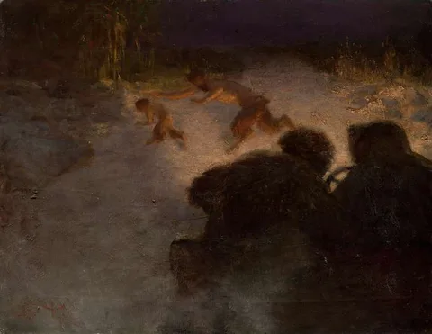 Beneš Knüpfer, Fauns Fleeing before an Automobile