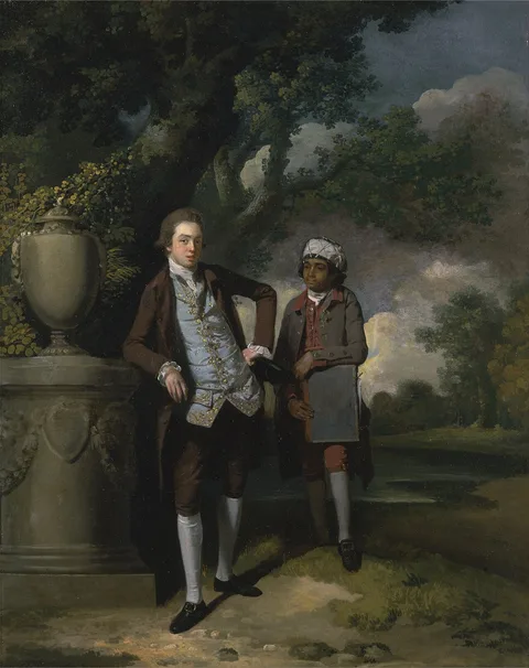 John Hamilton Mortimer, A Young Man with his Indian(?) Servant Holding a Portfolio
