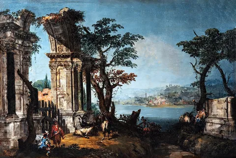 Michele Marieschi, Capriccio with Classical Arch and Goats