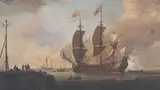 Adriaen van Diest, A British Fifth Rate signalling its arrival at a Continental Port.