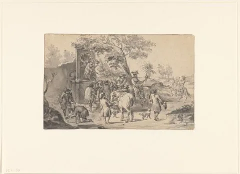 Peeter Bout, Rust op de valkenjacht, bij een Bacchus-bron
