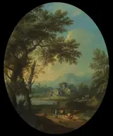 Giovanni Battista Cimaroli, Landscape with Cattle near a River