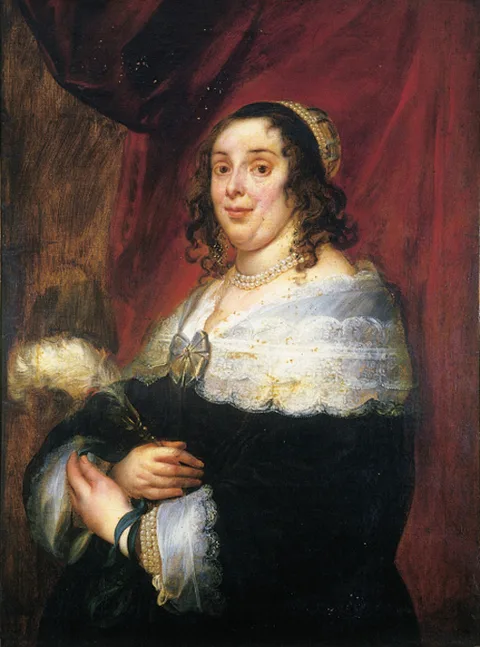 Jacob Jordaens, Portrait of a woman with a lace collar and a ribbon