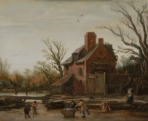 Esaias van de Velde, Winter landscape with farmhouse