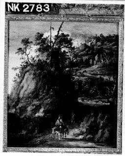 Esaias van de Velde, Mountainous landscape with traveller.