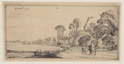 Esaias van de Velde, Landscape with a Rider and a Walker on a Road, from Landscapes