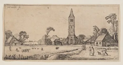 Esaias van de Velde, Path at Right Leading to a Village, from Landscapes
