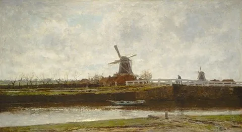 Jacob Maris, View of the Mill and Bridge on the Noordwest Buitensingel in The Hague
