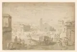 Jan Wildens, De maand Februari: vastenavondscène op een Italiaans plein