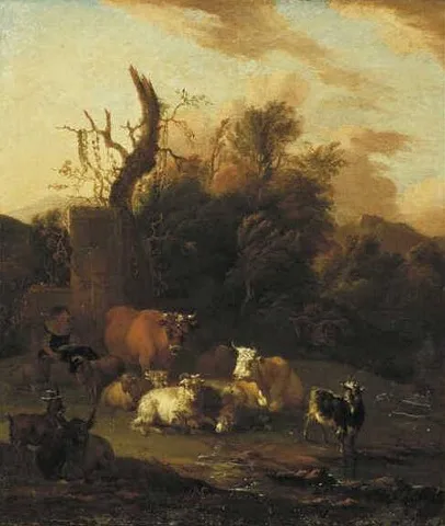 Michiel Carree, Wooded Landscape with Cattle