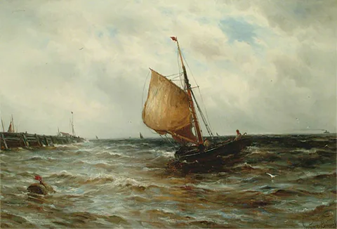 Gustave de Breanski, Seascape with a Fishing Boat