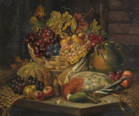 Charles Thomas Bale, Still Life with Fruit and Ducks