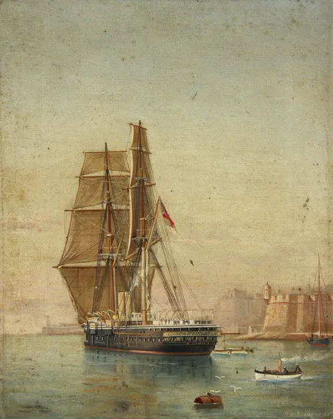 Antonio de Simone the Elder, HMS 'Temeraire' in Grand Harbour, Valletta, Malta