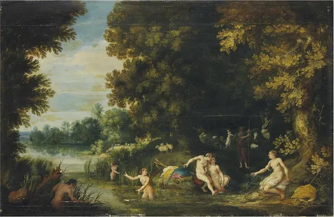Adrian van Stalbemt, Diana and Callisto, Actaeon in the distance