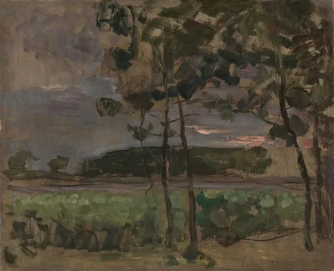 Piet Mondrian, Field with Young Trees in the Foreground