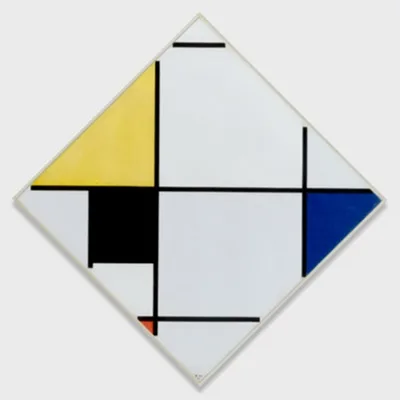 Piet Mondrian, Lozenge Composition with Yellow, Black, Blue, Red, and Gray