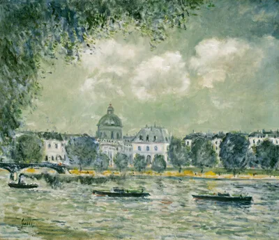 Alfred Sisley, Landscape along the Seine with the Institut de France and the Pont des Arts