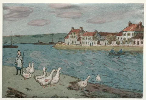 Alfred Sisley, The River Bank or Geese