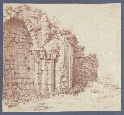 Hubert Robert, Dichtgemetseld Gothisch portaal