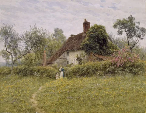 Helen Allingham, Old Cottages at Pinner