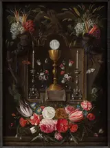 Jan van Kessel the Younger, Altar niche with the symbols of the Eucharist with flowers and fruits