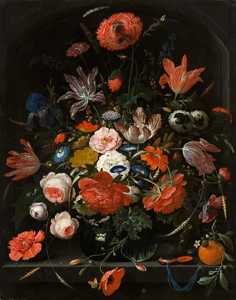 Abraham Mignon, Flowers in a Glass Vase