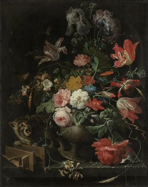 Abraham Mignon, The Overturned Bouquet