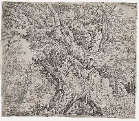 Roelandt Savery, Gnarled Trees and Twisted Roots Before a Swamp