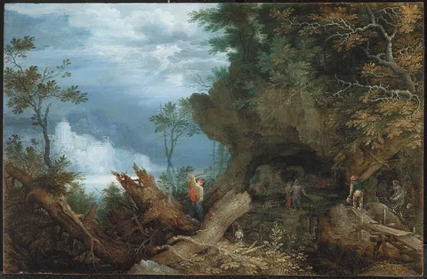 Roelandt Savery, Mountainous Landscape with an Entrance to a Mine