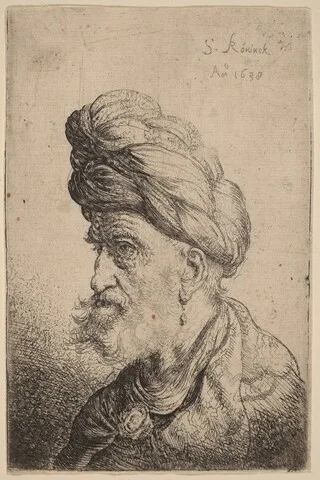 Salomon Koninck, Bust of a Man with a Turban Facing Left