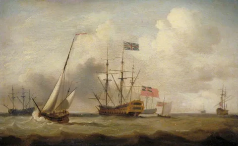 Dominic Serres, Seascape with Shipping