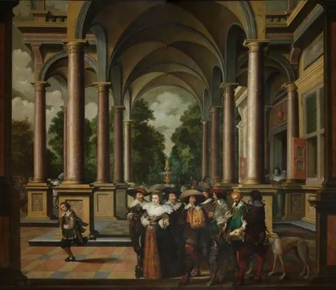 Dirck van Delen, Gallery of a Palace with Ornamental Architecture and Columns