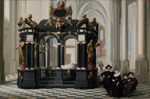 Dirck van Delen, A Family beside the Tomb of Prince William I in the Nieuwe Kerk, Delft