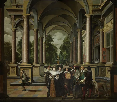 Dirck van Delen, A colonnade. Part of a seven-part deorative sequence
