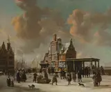 Jan Abrahamsz Beerstraaten, The Paalhuis and the Nieuwe Brug, Amsterdam, in the winter