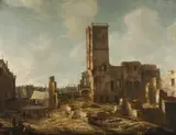 Jan Abrahamsz Beerstraaten, The ruins of the old town hall of Amsterdam after the fire of 7 July 1652