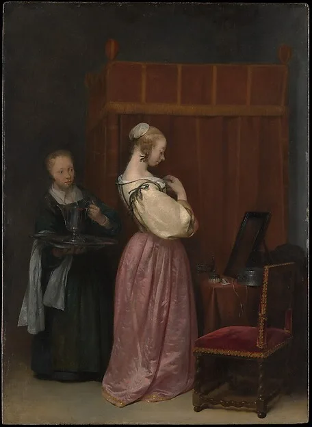 Gerard ter Borch Ii, A Young Woman at Her Toilet with a Maid
