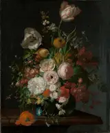 Rachel Ruysch, Still Life with Flowers in a Glass Vase